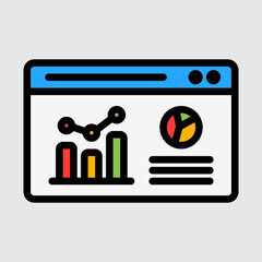 Marketing analytics icon in filled line style, use for website mobile app presentation