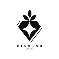 diamond star with leaves, vector logo icon