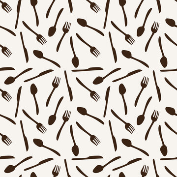Seamless spoon and cutlery patterns for backgrounds, packaging, textures, fabric patterns, wallpapers, wall decorations for restaurants, cafes and other places to eat
