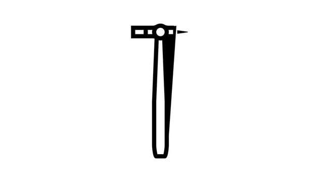 cross peen pin hammer tool line icon animation