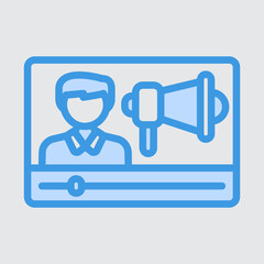 Influencer icon in blue style, use for website mobile app presentation