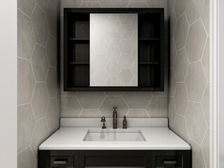 3D rendering, clean and tidy bathroom design