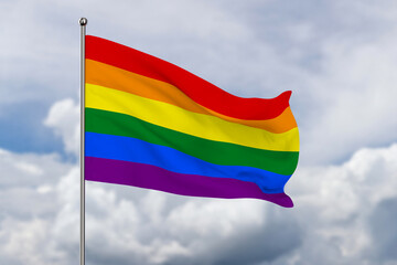 LGBT flag on sky background. 3D illustration