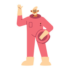 astronaut saludating wearign red suit