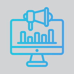 Digital marketing computer icon in gradient style, use for website mobile app presentation