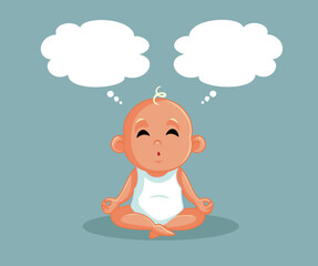 Funny Baby Thinking Vector Cartoon Illustration. Little child learning communication skills in development process 
