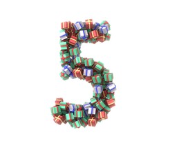 Present Themed Font - Number 5