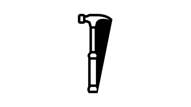claw hammer tool line icon animation