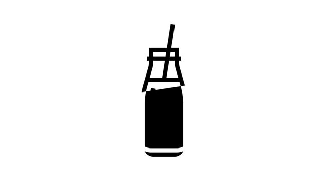 milk beverage drink line icon animation