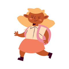 young schoolgirl walking