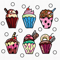 set of delicious cupcakes muffin. Little delicious cupcakes vector. Cupcake, fairy cake. 3d realistic vector icon set