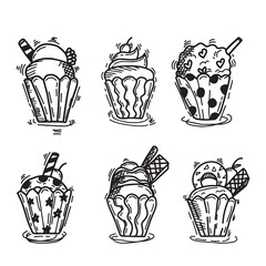 set of delicious cupcakes muffin. Little delicious cupcakes vector. Cupcake, fairy cake. 3d realistic vector icon set