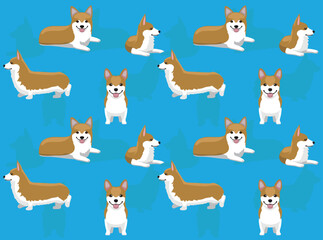 Dog Pembroke Welsh Corgi Mustard Coat Character Seamless Wallpaper Background