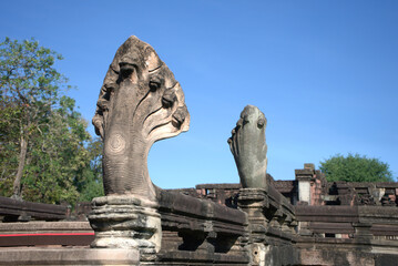 The Naga Bridge, leading to the southern outer gopura of Phimai Historical Park,Nakhon Ratchasima,Thailand