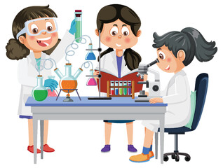 Student kids doing science experiment