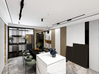 Obraz premium 3D rendering, luxury style restaurant design