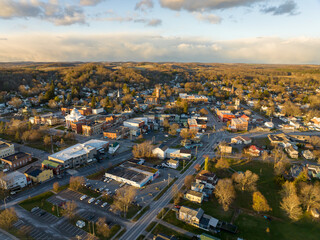 November 20, 2022 Afternoon fall, autumn aerial drone photo of the Hamlet of Lyons New York, USA.	