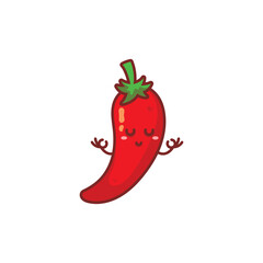 Cute, funny happy chili pepper. Vector hand drawn cartoon kawaii characters, illustration icon. Funny happy cartoon and chili pepper mascot character concept