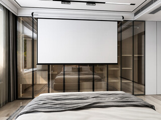 3D rendering, clean and tidy Nordic style bedroom design