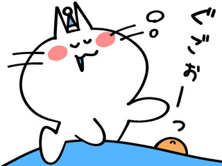 爆睡するにゃんことハムスターのイラスト素材