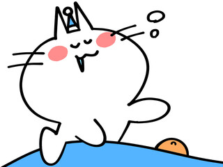 爆睡するにゃんことハムスターのイラスト素材