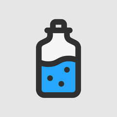 Bottle icon in filled line style about laboratory, use for website mobile app presentation