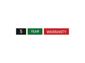 5 years warranty icon isolated on white background. vector illustrator.