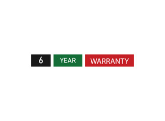 6 years warranty icon isolated on white background. vector illustrator.