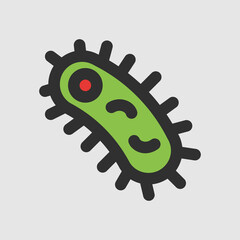 Fototapeta premium Bacteria icon in filled line style about laboratory, use for website mobile app presentation