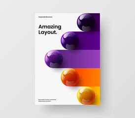 Creative 3D balls flyer layout. Multicolored catalog cover design vector concept.