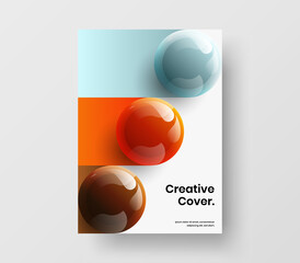 Creative 3D spheres poster illustration. Trendy catalog cover design vector concept.