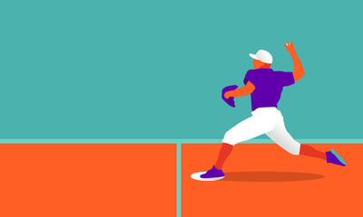 Fototapeta na wymiar Illustration of baseball player in action. Isolate background.