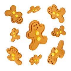 A group of Gingerbread men isolated on a white background