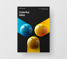 Multicolored 3D balls postcard template. Unique brochure vector design layout.