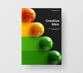 Bright realistic balls company brochure illustration. Creative corporate identity design vector template.