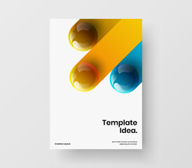 Geometric brochure design vector illustration. Minimalistic 3D balls leaflet layout.