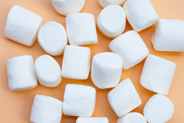 Delicious fluffy round marshmallows, White candy