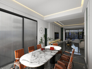 3D rendering, Nordic wooden style restaurant design