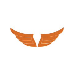 Orange wing illustration vector isolated on white background. 