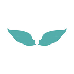 Obraz premium green wings on white background. flat vector illustration. Cartoon drawing of pair of angel wings isolated on white background. Love, heaven, religion, freedom concept