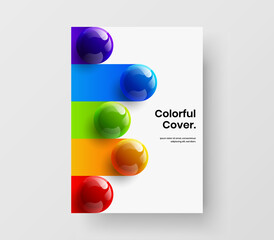 Creative 3D spheres corporate brochure illustration. Clean placard A4 vector design template.