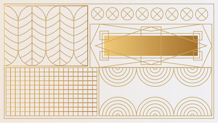 Art deco background with golden line and geometric shape on white background. Design element for wedding template, greeting card, retro card, art deco line frame border. Vector illustration