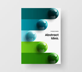 Bright realistic spheres front page concept. Trendy catalog cover design vector illustration.