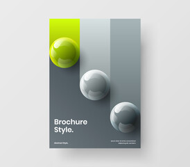 Original placard A4 design vector illustration. Modern 3D balls brochure layout.