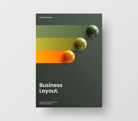 Simple realistic spheres booklet concept. Bright catalog cover vector design illustration.