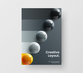 Clean corporate brochure A4 vector design concept. Premium 3D balls flyer layout.
