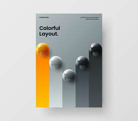 Amazing banner vector design layout. Geometric 3D spheres catalog cover template.
