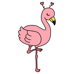 Hand Drawn Flamingo for Valentine