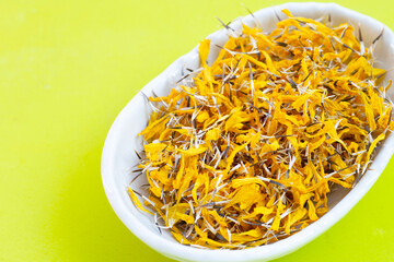 Dried petals of marigold flower