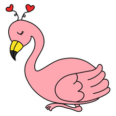 Hand Drawn Flamingo for Valentine